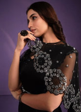 Special Partywear Looking Black Colour Saree